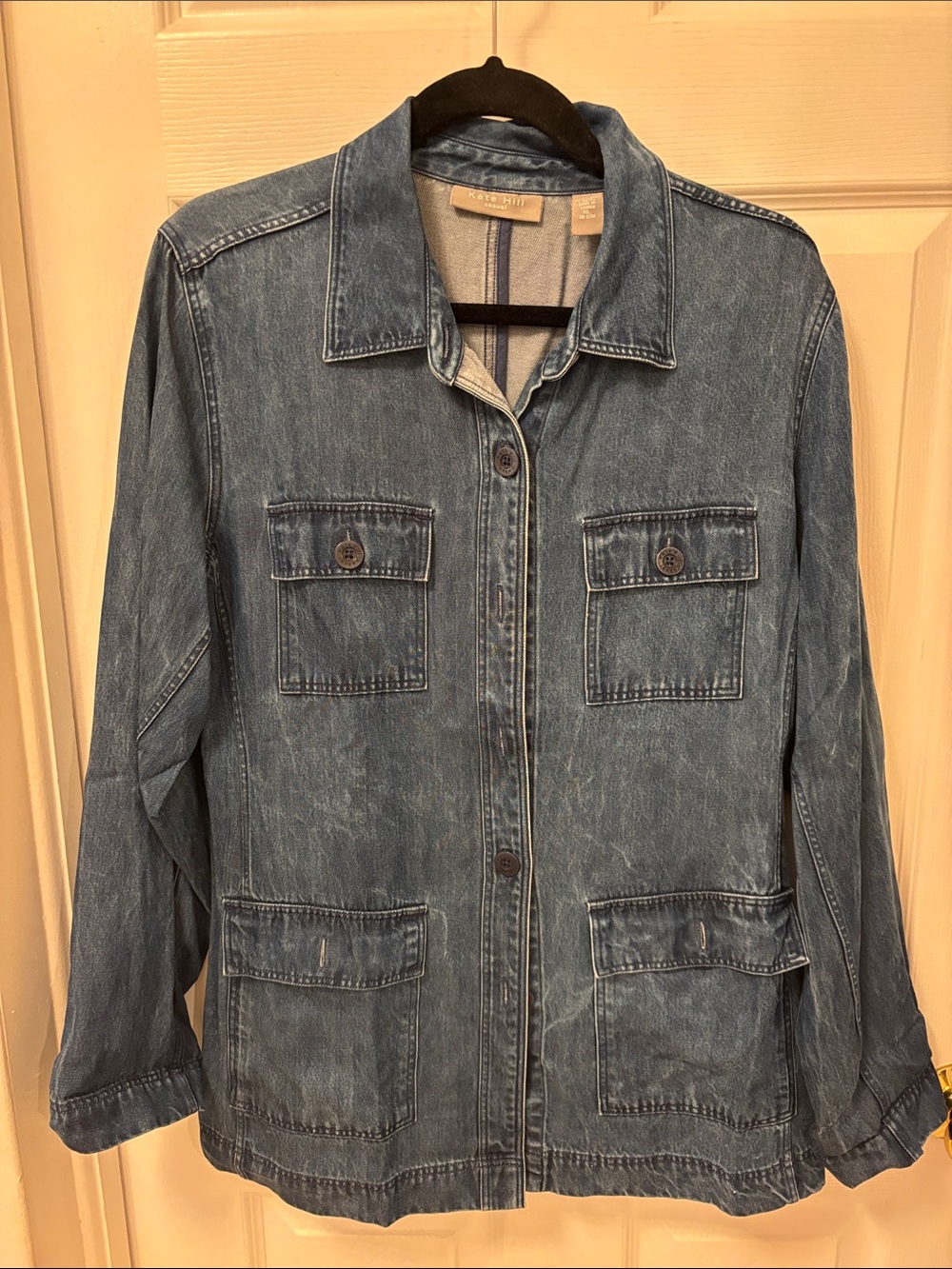Lord & Taylor Medium Blue Denim Jacket with Front Pockets